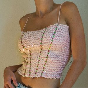 Vintage Betsey Johnson Sequin Crop Top